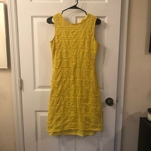 Fun yellow patterned lace dress!